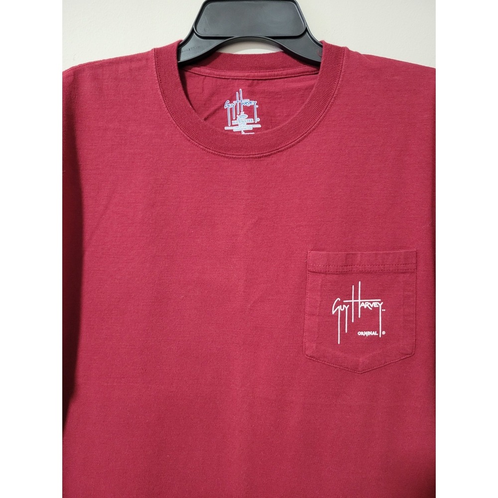 Guy Harvey Original Pocket T Shirt Fish Graphic Fishing Mens L Red Outdoors - Picture 4 of 9